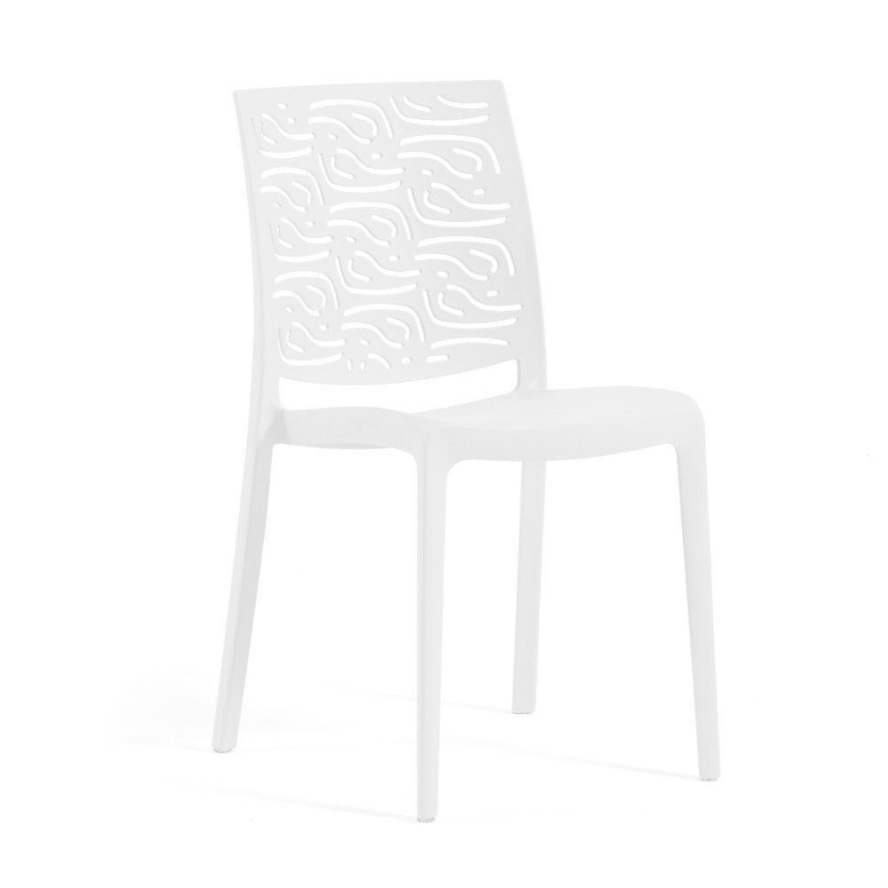Malika – sedia in polipropilene con schienale effetto dune, colore bianco