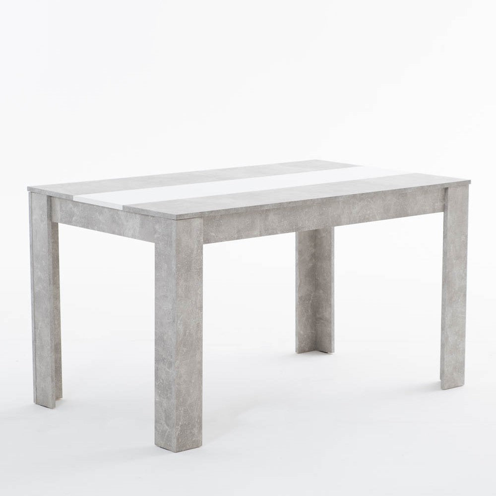 Ulisse – tavolo in melaminico effetto cemento con fascia contrasto, colore grigio e bianco