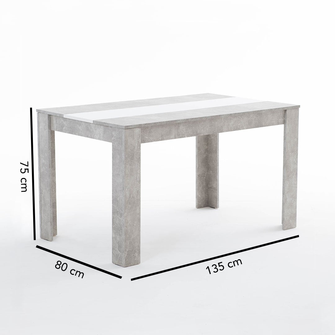 Ulisse – tavolo in melaminico effetto cemento con fascia contrasto
