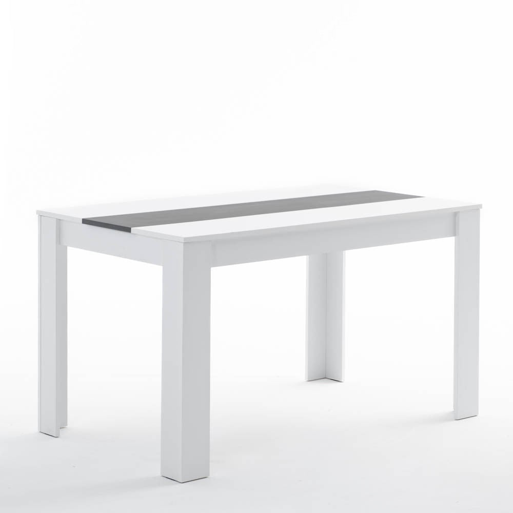 Ulisse – tavolo in melaminico effetto cemento con fascia contrasto, colore bianco e nero