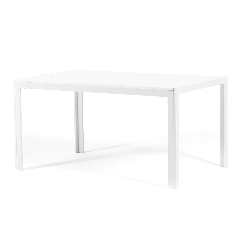 Noah – tavolo in MDF effetto legno e struttura alluminio, struttura bianco, top tavolo bianco legno