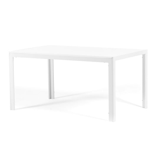 Noah – tavolo in MDF effetto legno e struttura alluminio, struttura bianco, top tavolo bianco legno