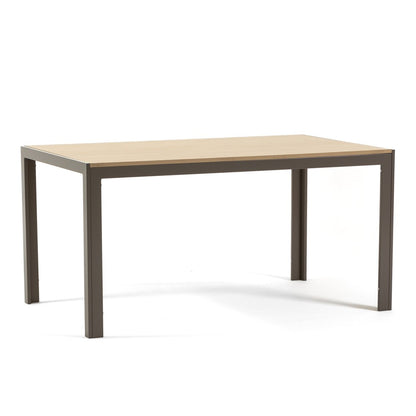 Noah – tavolo in MDF effetto legno e struttura alluminio, struttura tortora, top tavolo legno
