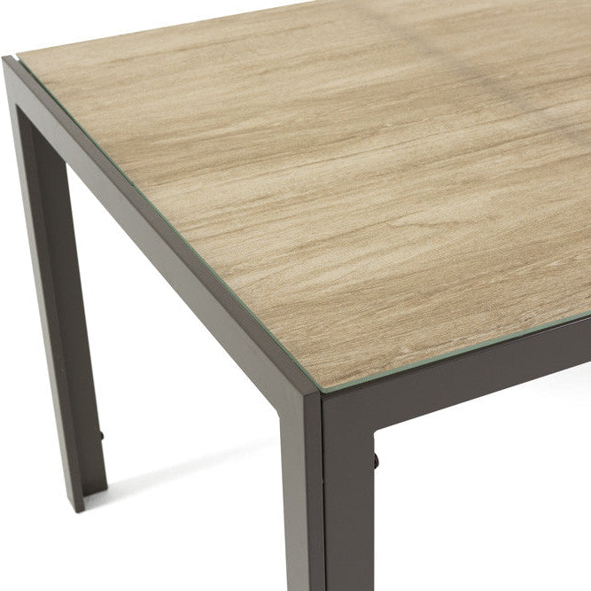 Milo XS – tavolo in alluminio con piano in vetro decorato