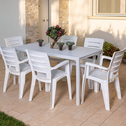 Thomas & Anita set pranzo giardino con 6 sedie e tavolo effetto legno