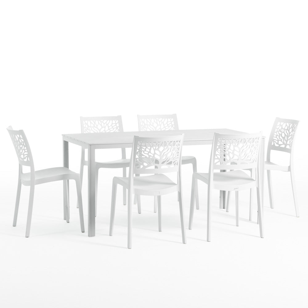 Thomas & Flora tavolo da giardino con 6 sedie dal design naturale