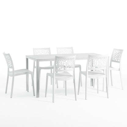 Thomas & Flora tavolo da giardino con 6 sedie dal design naturale