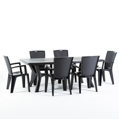 Samuel & Diana set da giardino con tavolo 200x95 cm e 6 sedie, 6 sedie antracite, tavolo antracite