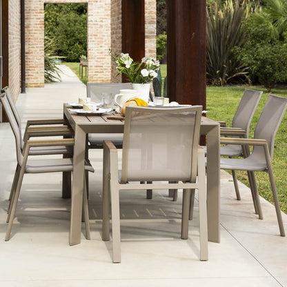 Liam & Deva set pranzo da esterno con tavolo 160x90 e 6 sedie