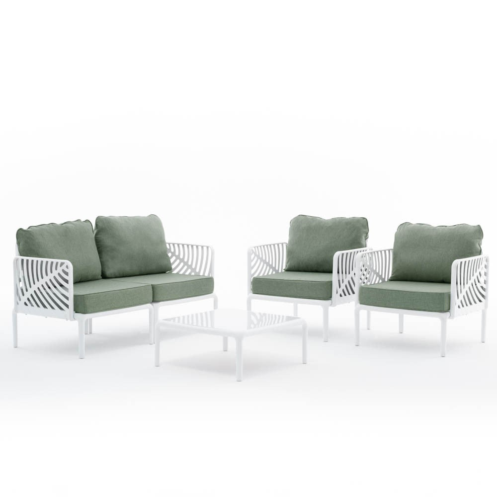 Kenzia – set da giardino di design divano, poltrone, tavolino