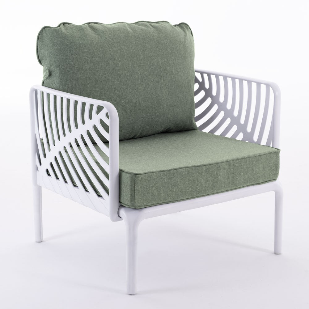 Kenzia – set da giardino di design divano, poltrone, tavolino