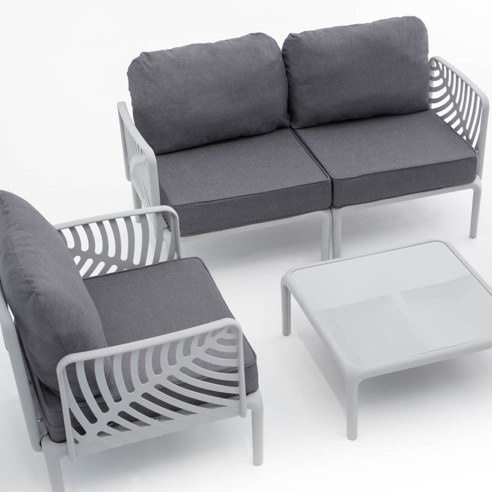 Kenzia – set da giardino di design divano, poltrone, tavolino