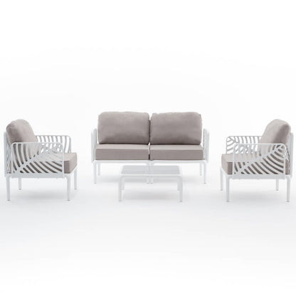Kenzia – set da giardino di design divano, poltrone, tavolino