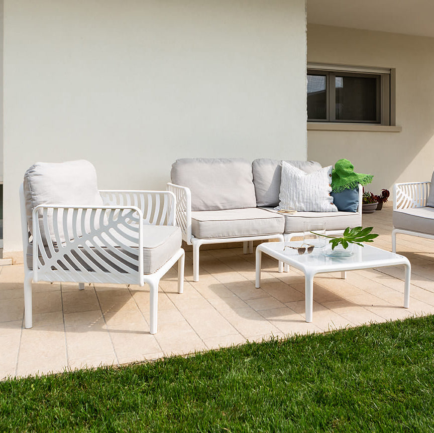 Kenzia – set da giardino di design divano, poltrone, tavolino