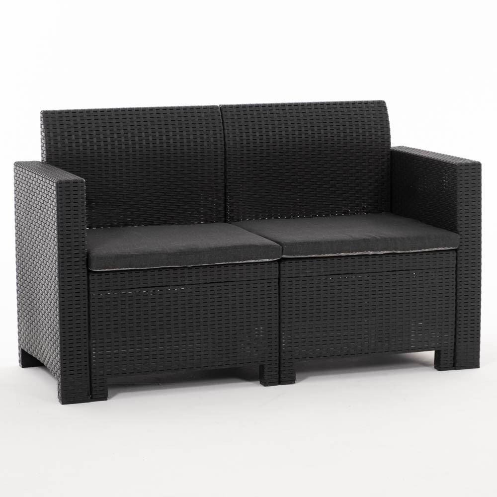 Salina – set relax da giardino 2 posti in polipropilene effetto rattan