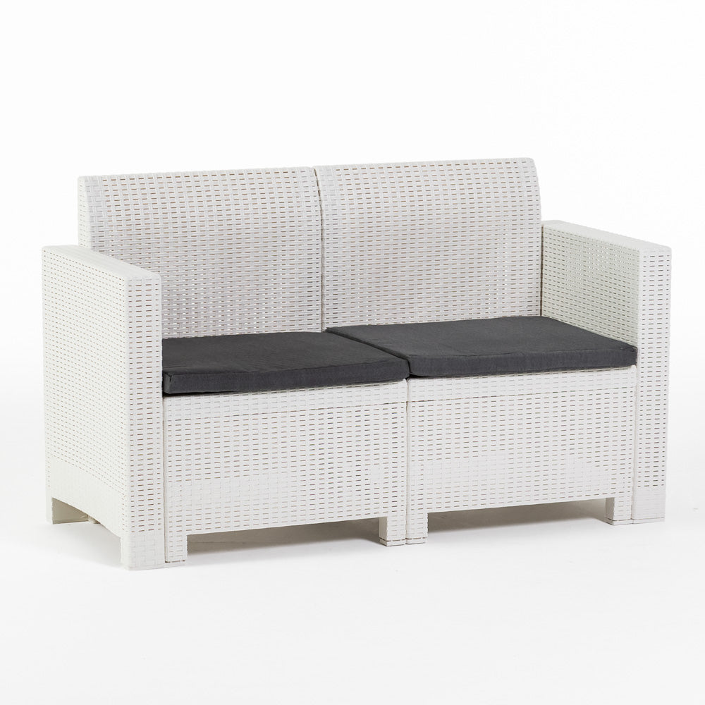 Salina – set relax da giardino 2 posti in polipropilene effetto rattan