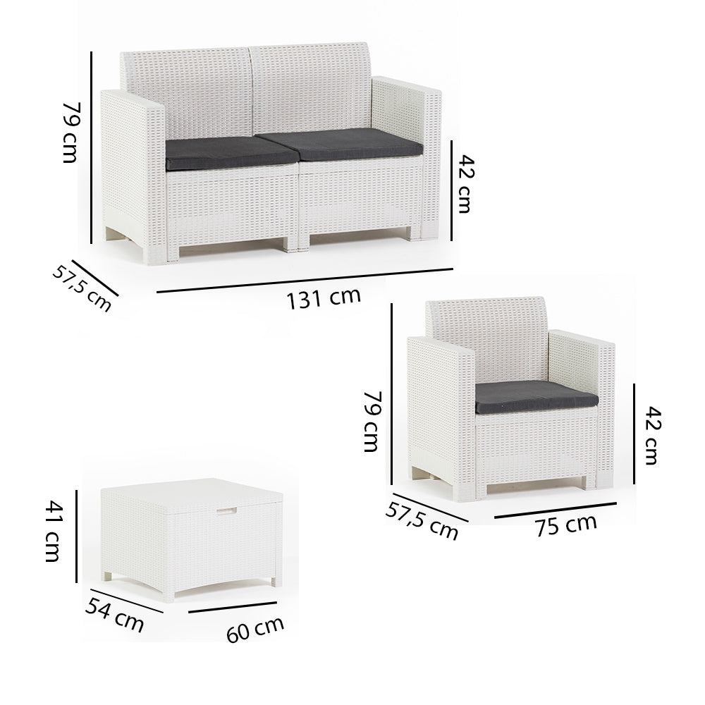 Salina – set relax da giardino 2 posti in polipropilene effetto rattan