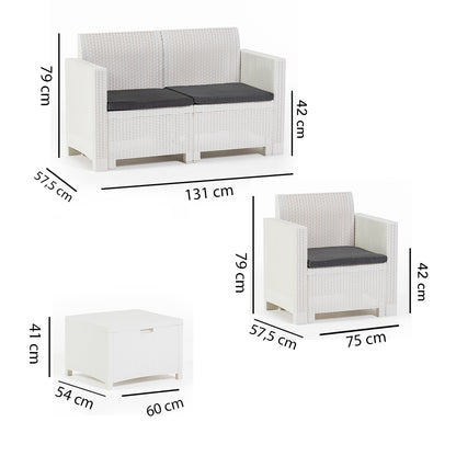 Salina – set relax da giardino 2 posti in polipropilene effetto rattan