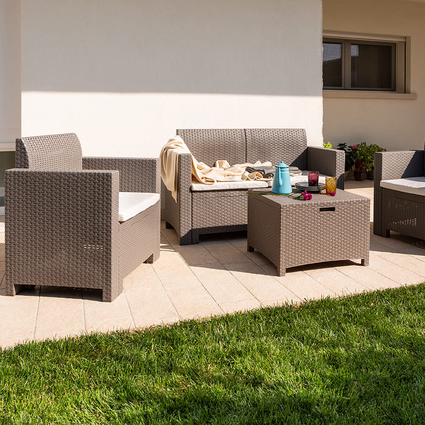 Salina – set relax da giardino 2 posti in polipropilene effetto rattan