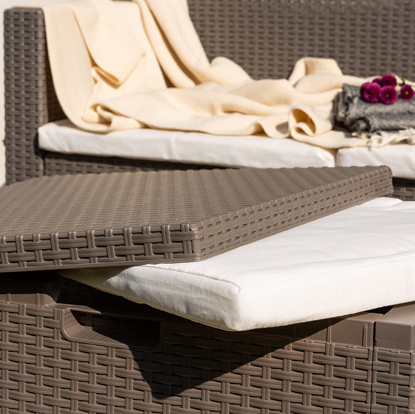 Salina – set relax da giardino 2 posti in polipropilene effetto rattan