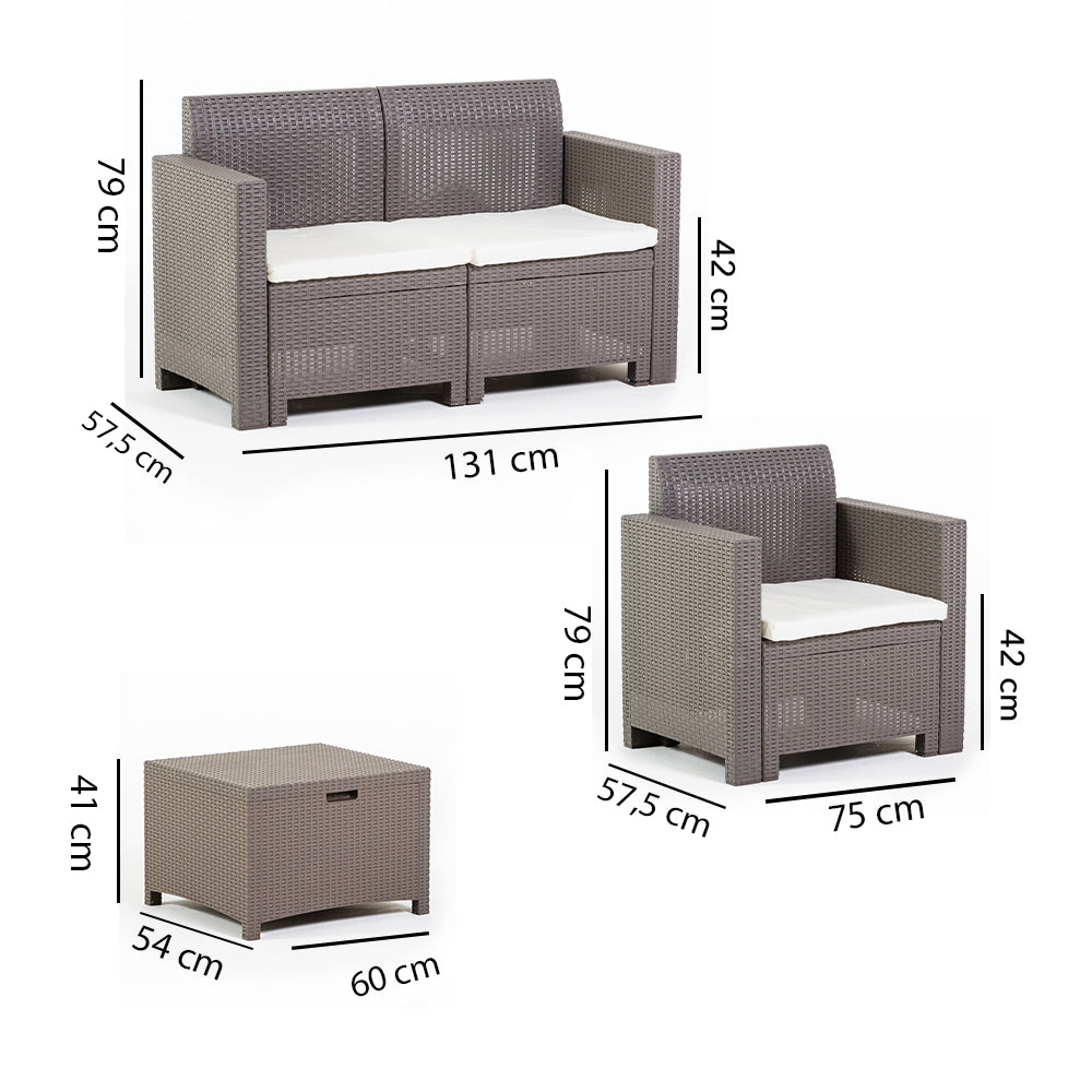 Salina – set relax da giardino 2 posti in polipropilene effetto rattan