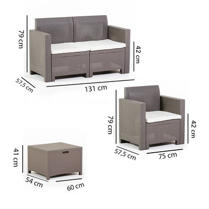 Salina – set relax da giardino 2 posti in polipropilene effetto rattan