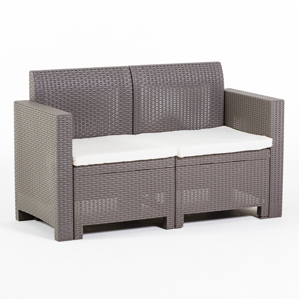 Salina – set relax da giardino 2 posti in polipropilene effetto rattan