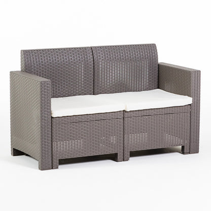 Salina – set relax da giardino 2 posti in polipropilene effetto rattan