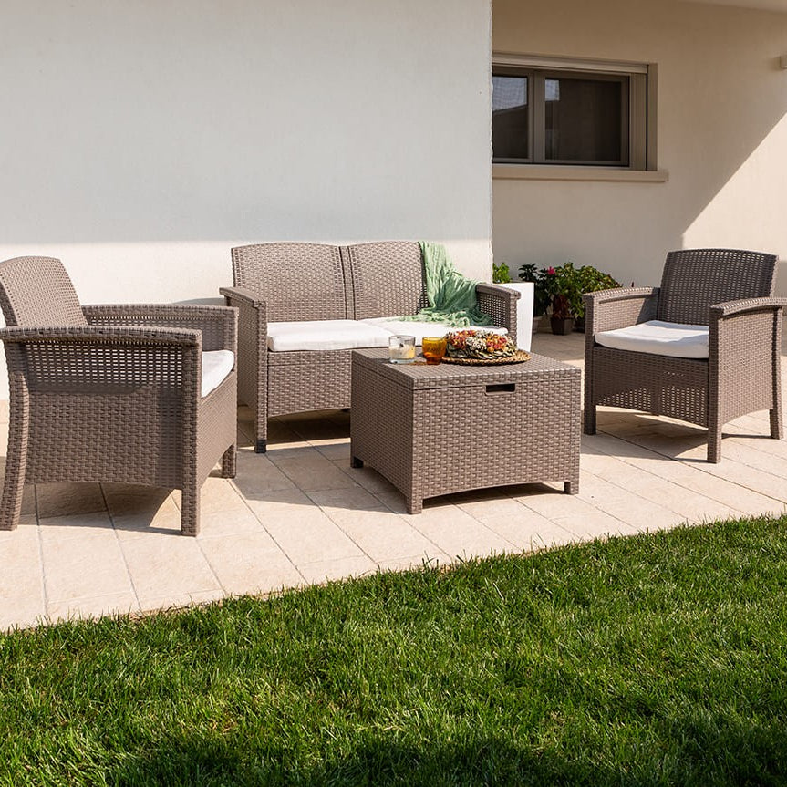 Tropea – set da giardino con divano 2 posti e tavolino contenitore