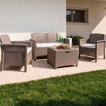 Tropea – set da giardino con divano 2 posti e tavolino contenitore