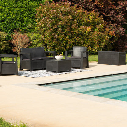 Licata – set da giardino in polipropilene effetto legno