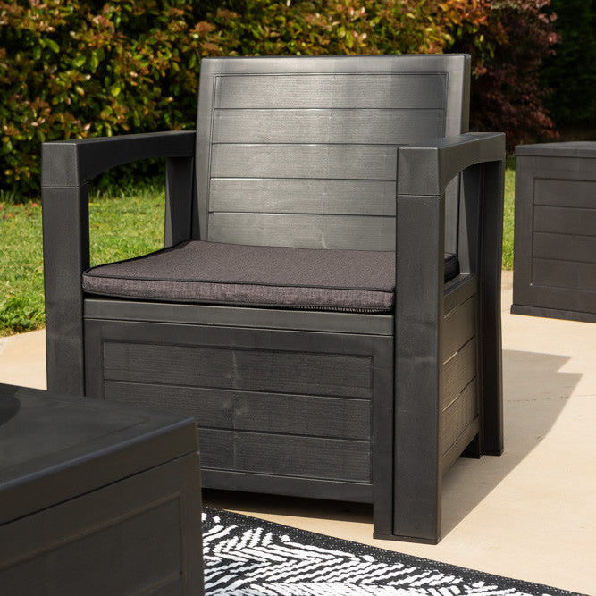 Licata – set da giardino in polipropilene effetto legno