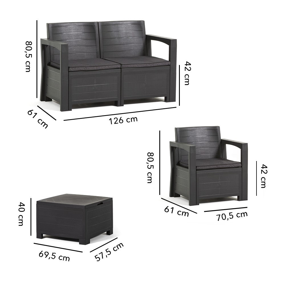 Licata – set da giardino in polipropilene effetto legno