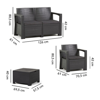 Licata – set da giardino in polipropilene effetto legno