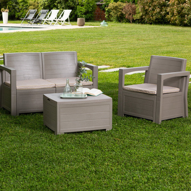 Licata – set da giardino in polipropilene effetto legno