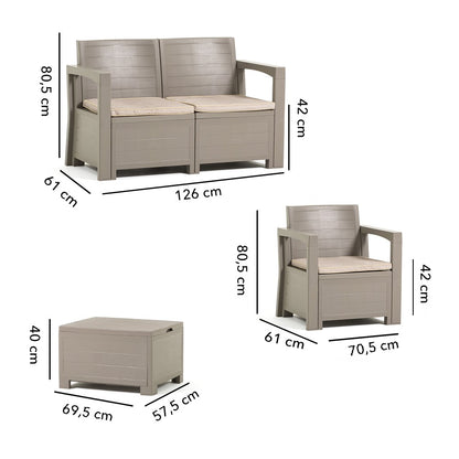 Licata – set da giardino in polipropilene effetto legno