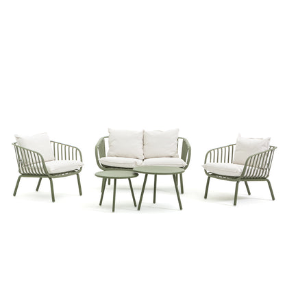 Bellagio – set da giardino 5 pezzi con divanetto e poltrone, colore verde eucalipto