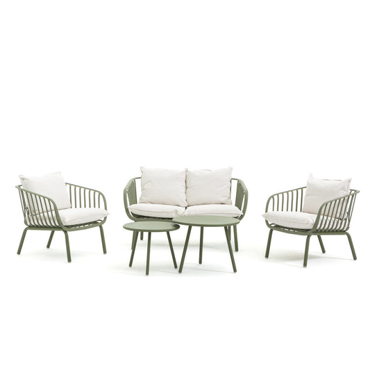 Bellagio – set da giardino 5 pezzi con divanetto e poltrone, colore verde eucalipto
