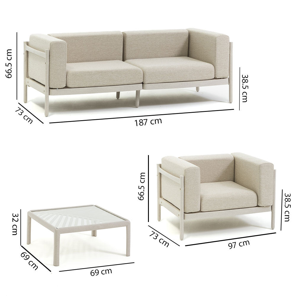 Gallipoli – set da giardino di design con divano, poltrone e tavolino