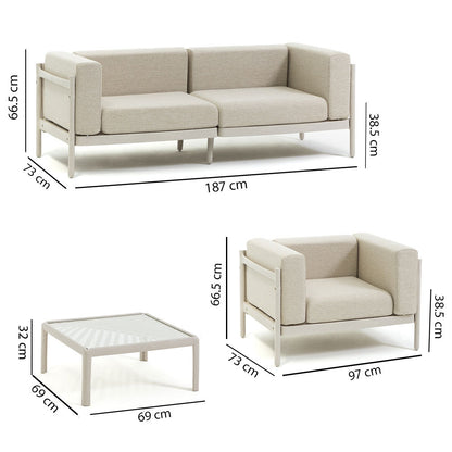 Gallipoli – set da giardino di design con divano, poltrone e tavolino