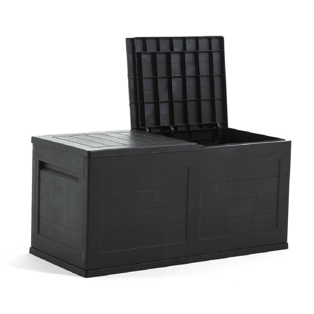 Tak – baule contenitore da esterno 300 litri effetto legno, colore antracite