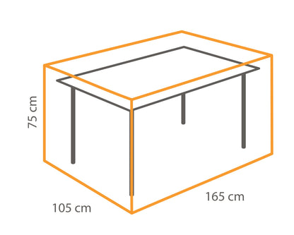 Cover tavolo da esterno impermeabile anti UV con velcro, dimensione 165x105x75h cm