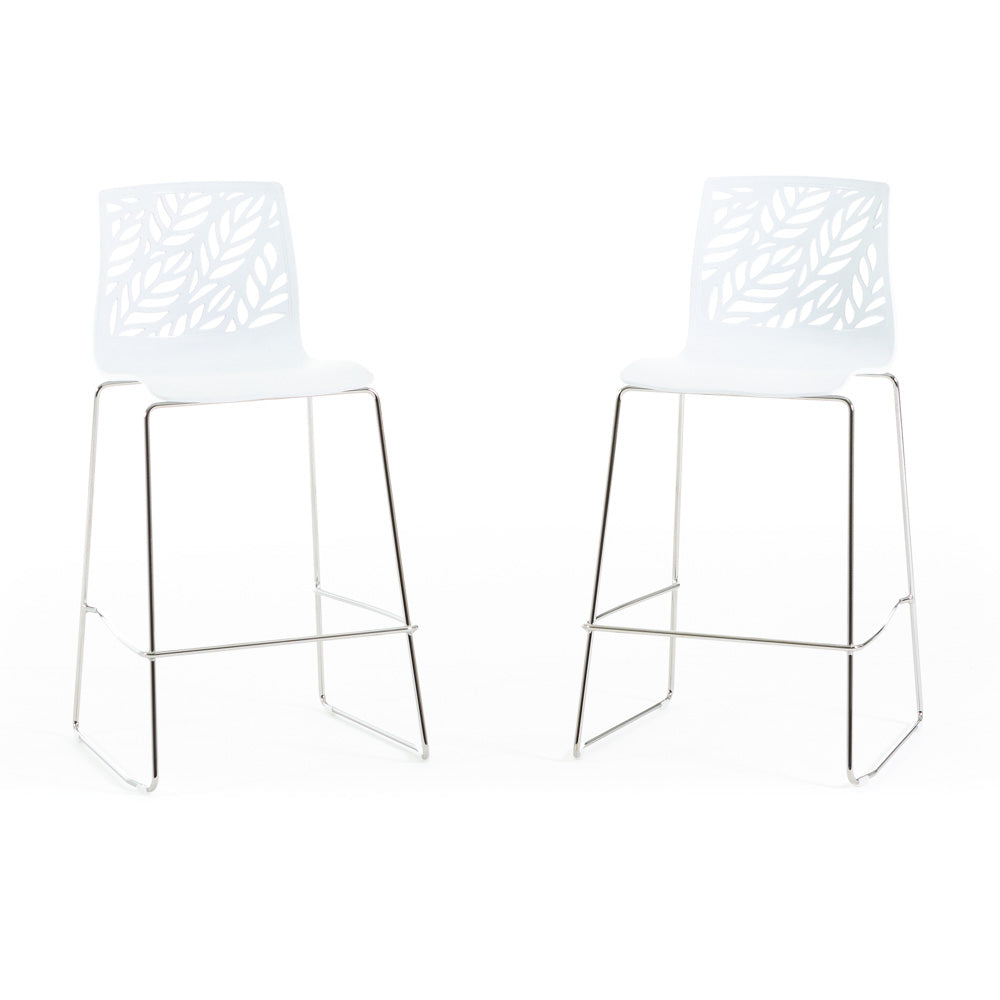 Dafne XL – sgabello in polipropilene con schienale a foglie, colore bianco