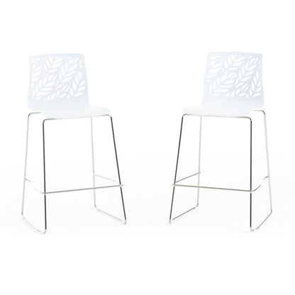Dafne XL – sgabello in polipropilene con schienale a foglie, colore bianco