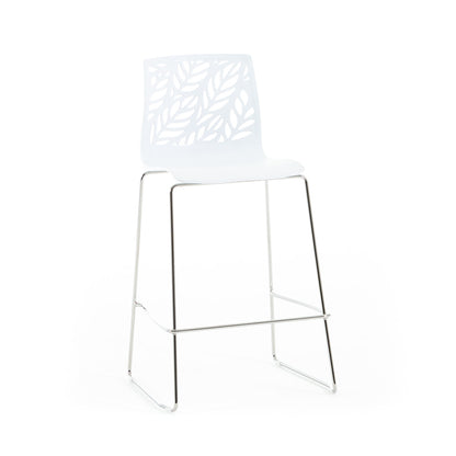 Dafne XL – sgabello in polipropilene con schienale a foglie, colore bianco