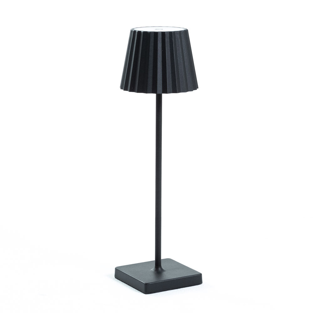 Paola – lampada da tavolo LED ricaricabile con Luce regolabile, colore nero, forma plissè