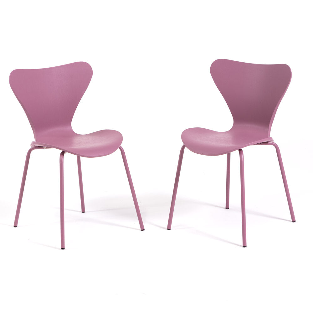 Nina – sedia in polipropilene con finitura effetto legno, colore rosa antico