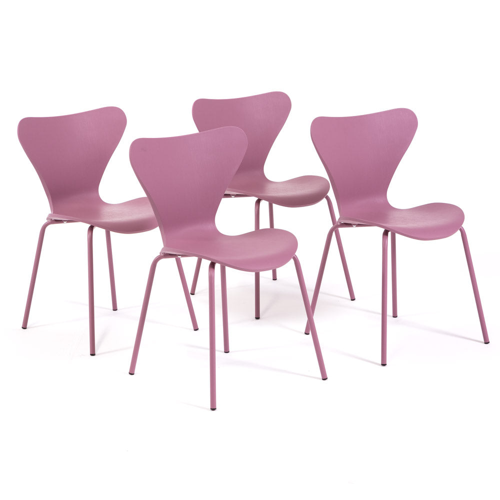 Nina – sedia in polipropilene con finitura effetto legno, colore rosa antico
