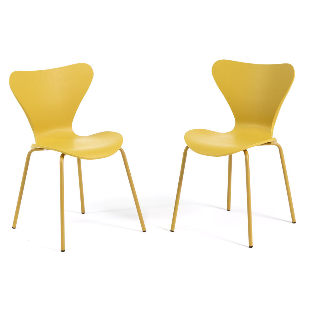 Nina – sedia in polipropilene con finitura effetto legno, colore giallo