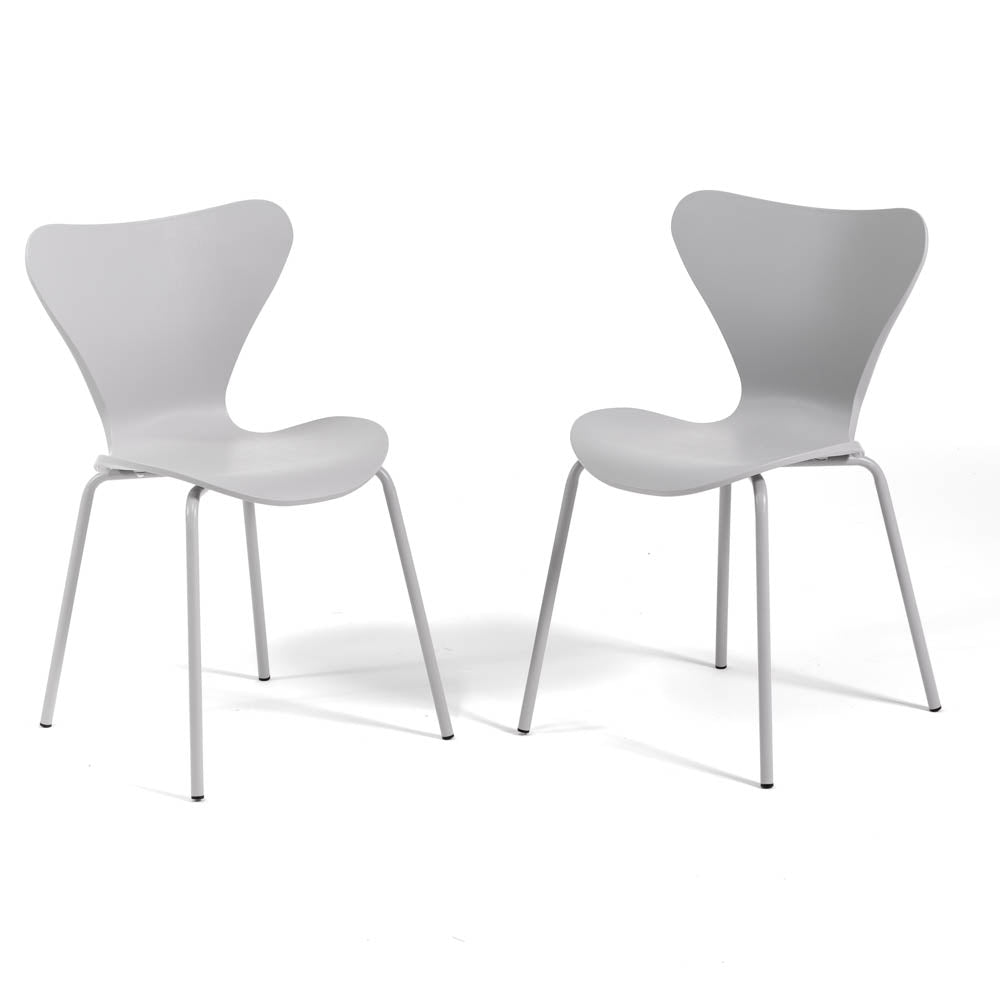 Nina – sedia in polipropilene con finitura effetto legno, colore grigio chiaro